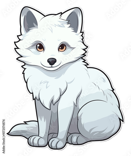 Arctic fox Cartoon sticker illustration