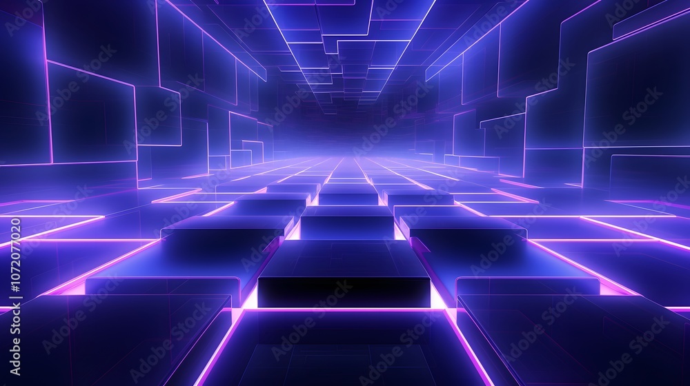 3d rendering of blue and purple abstract geometric background. Scene for advertising, technology, showcase, banner, game, sport, cosmetic, business, metaverse. Sci-Fi Illustration. Product display 3d rendering of blue and purple abstract geometric background. Scene for advertising, technology, showcase, banner, game, sport, cosmetic, business, metaverse. Sci-Fi Illustration. Product display
