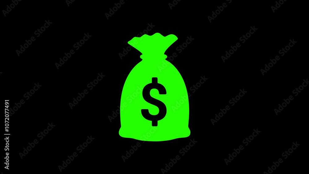 Obraz premium Dollar with bag icon. green bag with dollars heap. A money bag icon with a dollar sign. payday label, financial reward, 3D rendering.