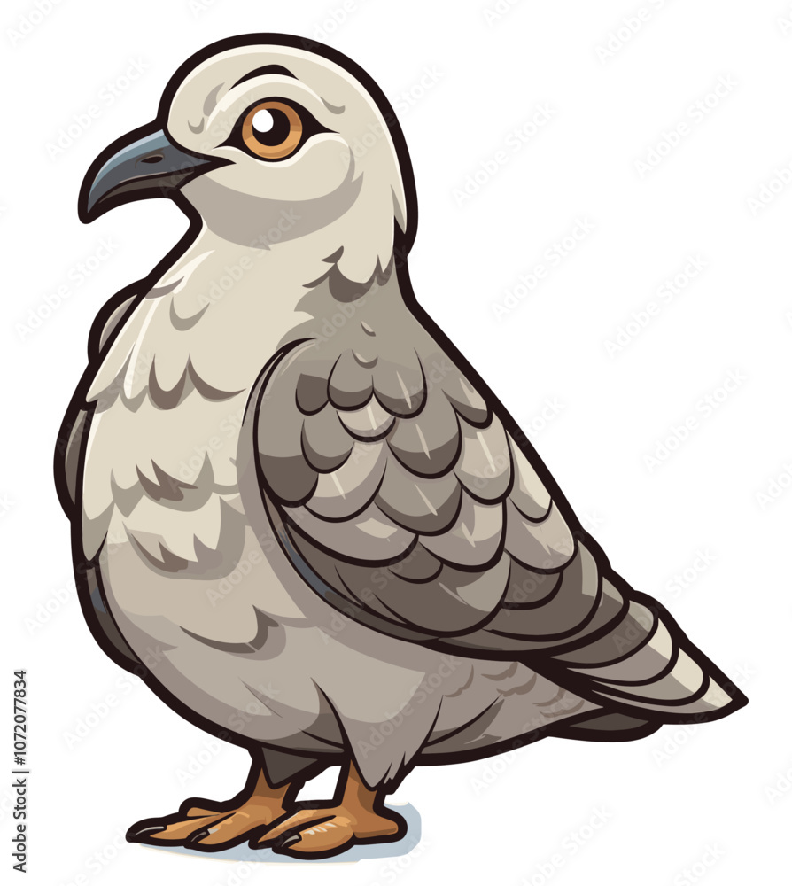 Fototapeta premium Turtledove Cartoon sticker illustration