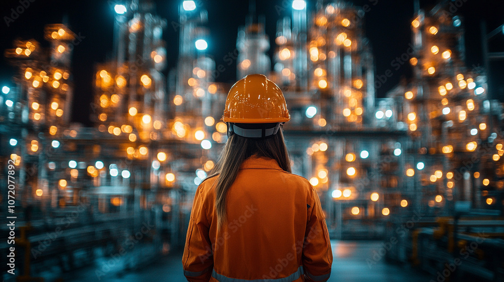 worker stands with their back turned, wearing a protective helmet and high-visibility vest, symbolizing diligence, resilience, and safety. The photo captures commitment, responsibility, and the streng worker stands with their back turned, wearing a protective helmet and high-visibility vest, symbolizing diligence, resilience, and safety. The photo captures commitment, responsibility, and the streng