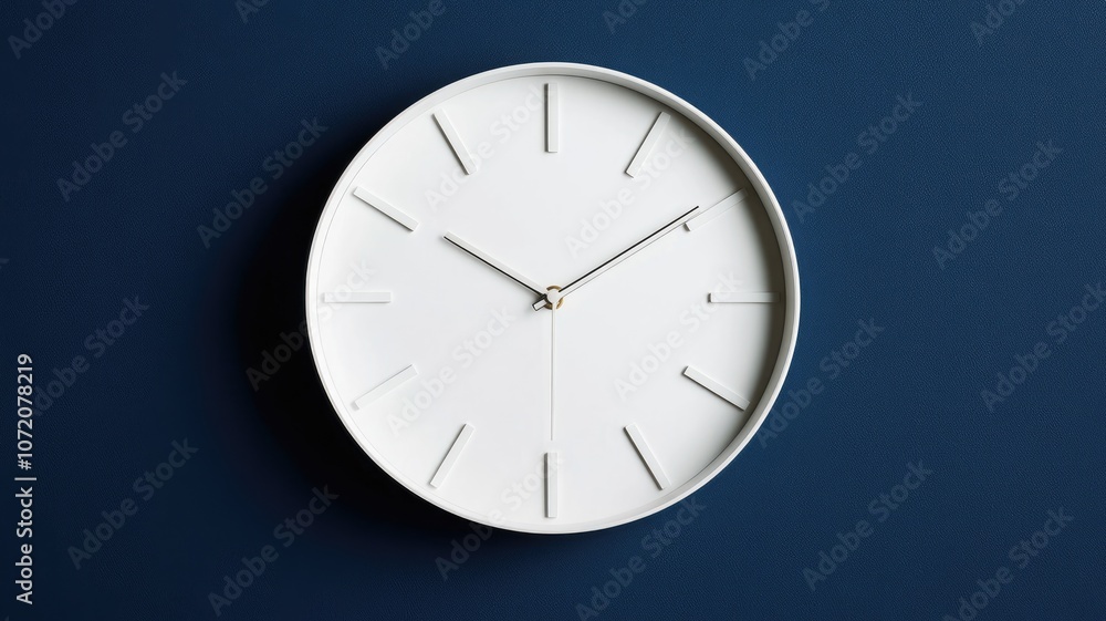 custom made wallpaper toronto digitalMinimalist white wall clock on dark blue background