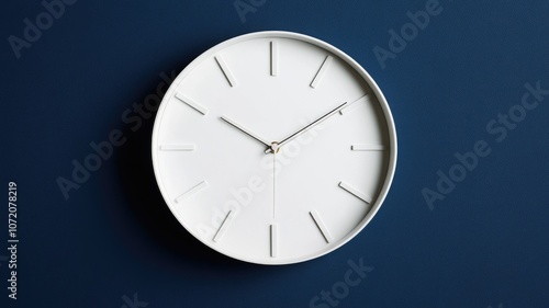 Wallpaper Mural Minimalist white wall clock on dark blue background Torontodigital.ca
