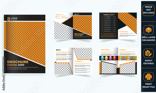 A customizable corporate brochure, Report, and magazine template with an orange theme is ideal for professional presentations, company profiles, and branding materials.