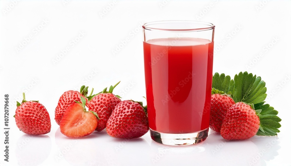 Strawberry juice front view isolate on White background Strawberry juice front view isolate on White background