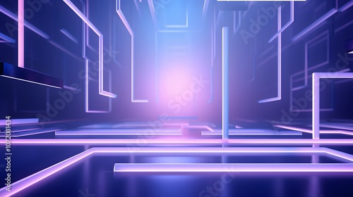 3d rendering of blue and purple abstract geometric background. Scene for advertising, technology, showcase, banner, game, sport, cosmetic, business, metaverse. Sci-Fi Illustration. Product display