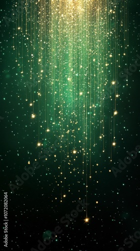 Golden Glitter on a Dark Green Background