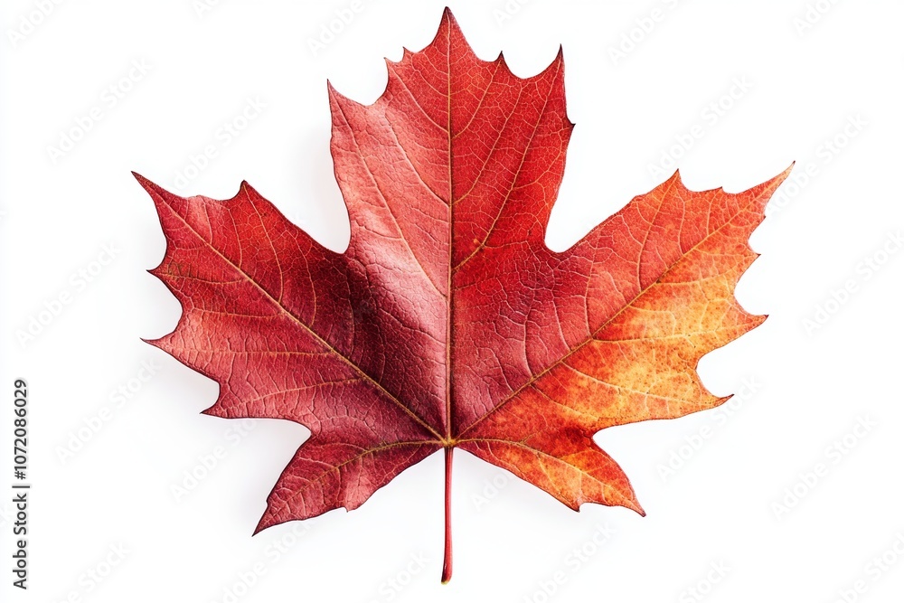 Obraz premium Vibrant Red Maple Leaf on White Background