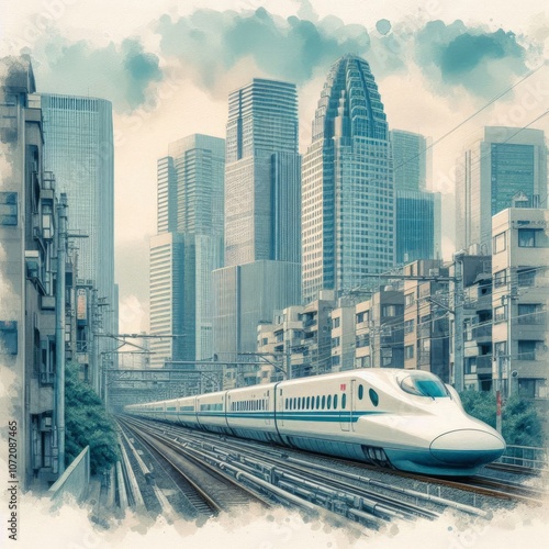 Wallpaper Mural Electric Train in Urban Architecture Torontodigital.ca