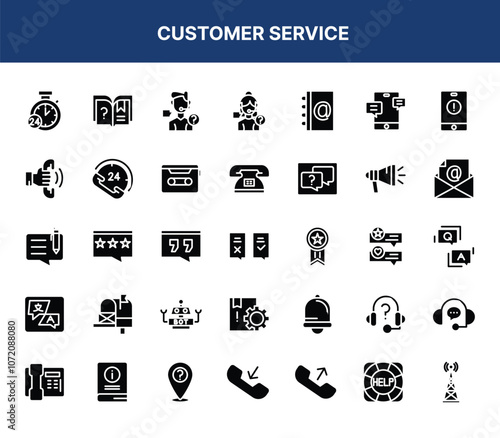 Icons Depicting Various Aspects of Customer Service and Support Tools