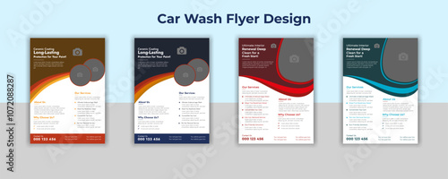 Creative Car Wash Flyer set Abstract design carwash flyer bundle Car Detailing, Auto Detailing Flyer, Car Wash poster templates.
