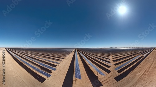 Vast Solar Panel Array Under Clear Blue Sky