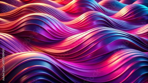 Abstract 3D Waves Flowing in Pink and Purple Hues - Captivating Macro Photography of Fluid Dynamics with Vivid Color Blends and Smooth Transitions for Artistic Impressions