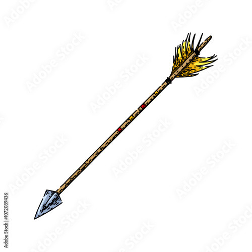 vintage arrow hand drawn. antique retro, classic collectible, traditional old vintage arrow vector sketch. isolated color illustration