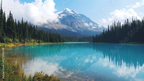 Serene Landscape of Mountain and Reflective Lake