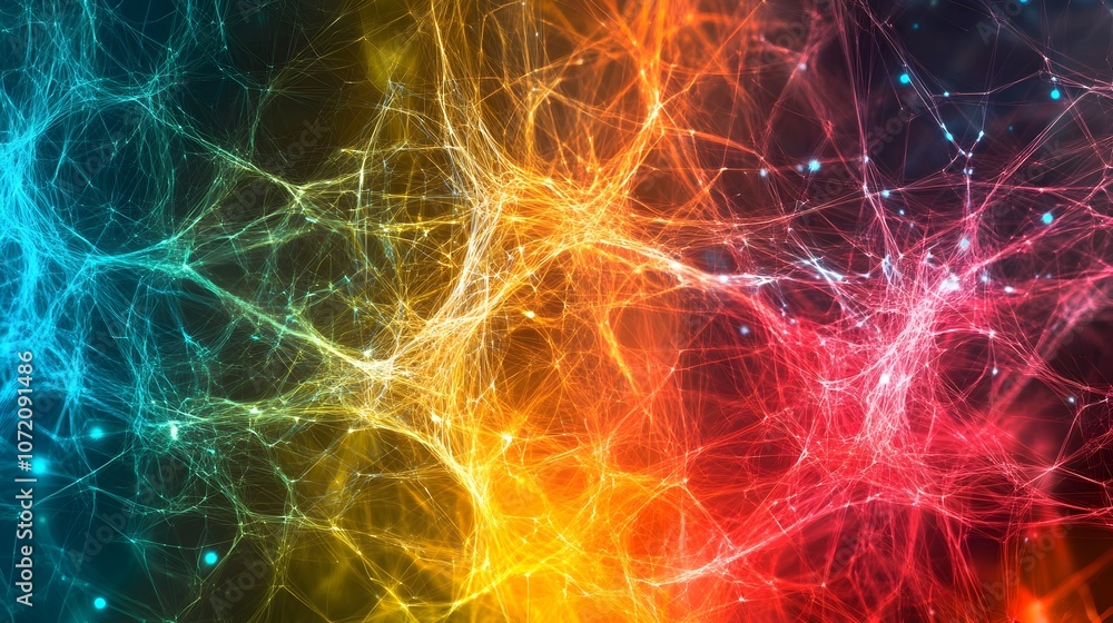 Obraz premium Colorful Idea Network Collaborative Creativity Flows Across Connected Minds