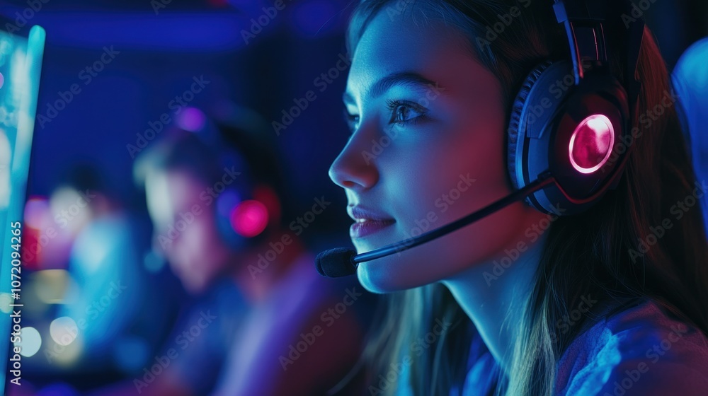 Focused Gamer with Headset Focused Gamer with Headset