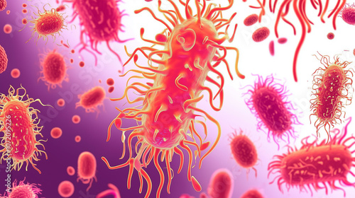  Micro bacterial E.Coli and virus infection. pattern