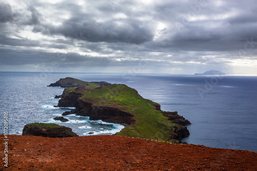 Miradouro Ponta do Furado , panoramic view of east shore of Madeira island , Portugal photo