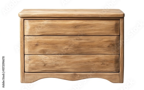 Stylish wooden dresser with three drawers, perfect for bedroom or living room storage, showcasing natural wood texture.