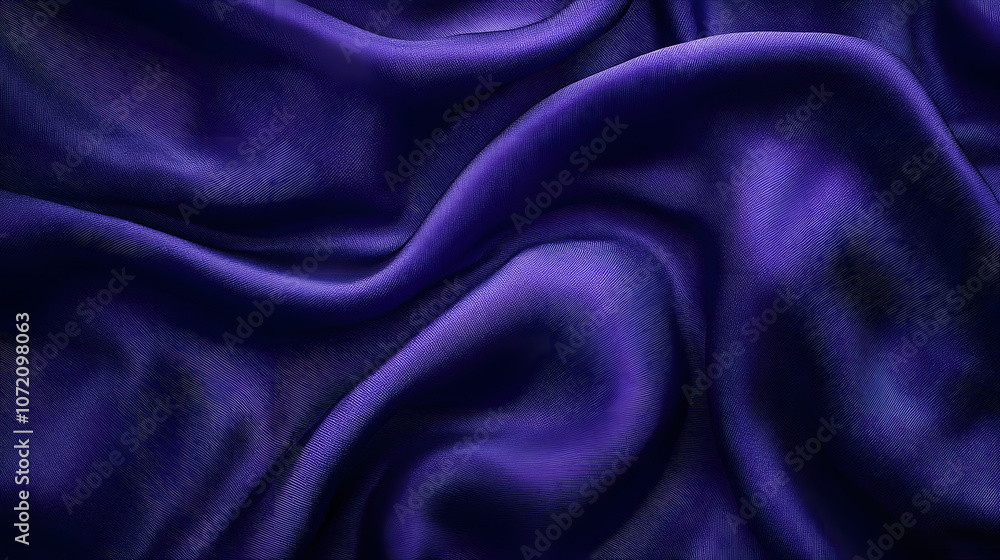 Fototapeta premium Future Dusk: A Deep Purple Satin Fabric with Beautiful Wave Patterns and Earthy Contrast for Modern Aesthetics