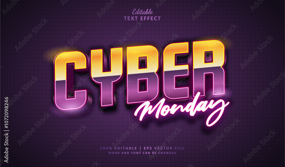 Cyber Monday Editabe Text Effect Style 3d Retro 80s Chrome Cyber Monday Editabe Text Effect Style 3d Retro 80s Chrome