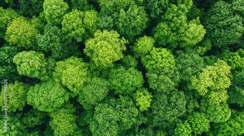 Obraz na płótnie Aerial View of Lush Green Forest Canopy Authentic Individuality in Natural Beauty, Minimalist Outdoor Expression w salonie