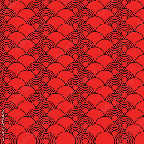 Red chinese vector pattern, oriental asian style background. illustration