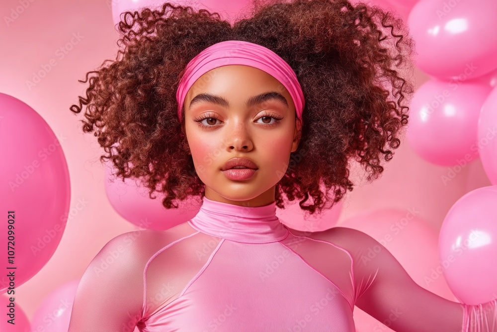 Confident Girl Power Pink Fashion, Athletic Style, Fun Empowering, Inspiring Women's Empowerment, Bold Colors, and a Positive Vibe, Embrace Your Strength and Confidence, Pink Background, Athletic