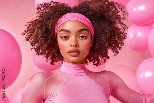 Confident Girl Power Pink Fashion, Athletic Style, Fun Empowering, Inspiring Women's Empowerment, Bold Colors, and a Positive Vibe, Embrace Your Strength and Confidence, Pink Background, Athletic