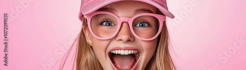 Obraz na płótnie Confident Girl Power Stylish and Casual Pink Aesthetic with a Motivational Vibe, Empowering Women in Fashion w salonie