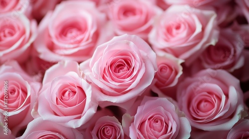 A bouquet of pink roses arranged in a vase