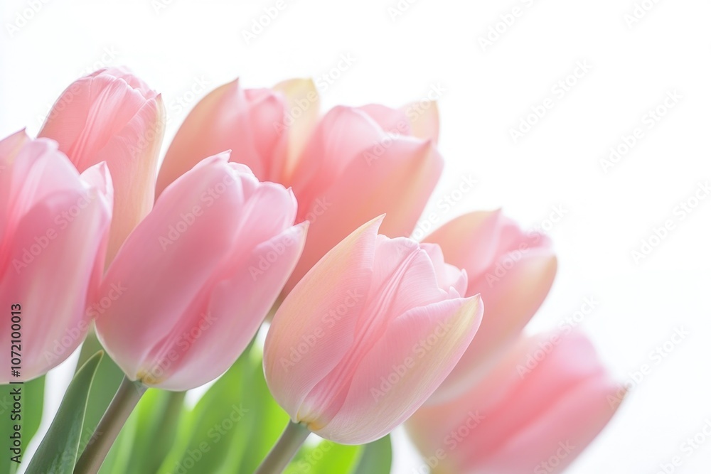 Naklejka premium Fresh pink tulips arranged in a vase for a lovely floral display, perfect for home decor or gift giving