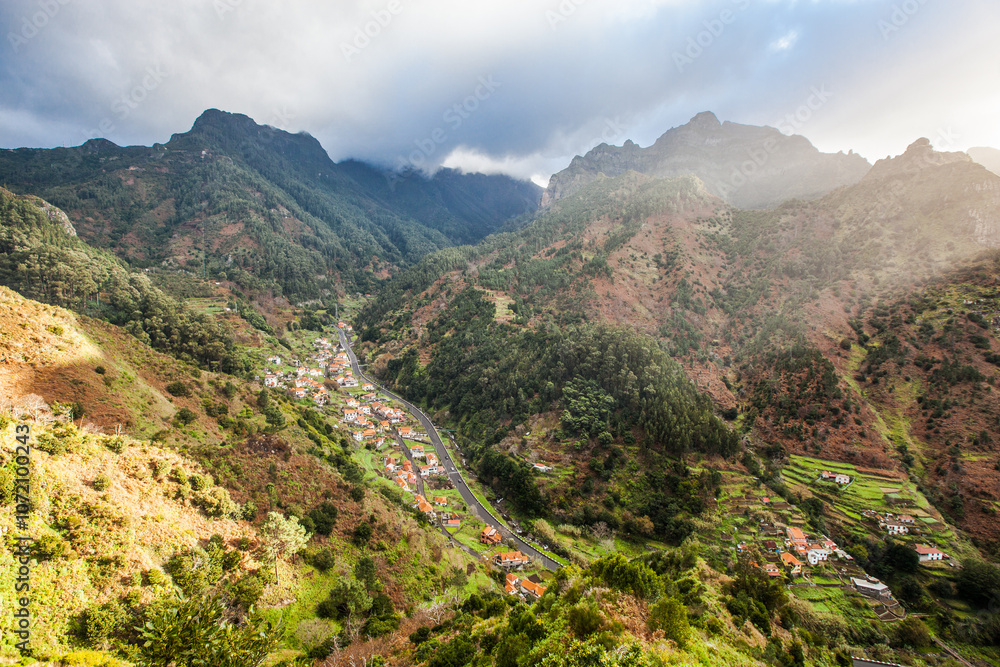 Panoramic view of mountains on Madeira island , Portugal Panoramic view of mountains on Madeira island , Portugal