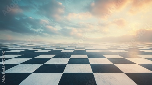 Chessboard Landscape Under Dramatic Sky