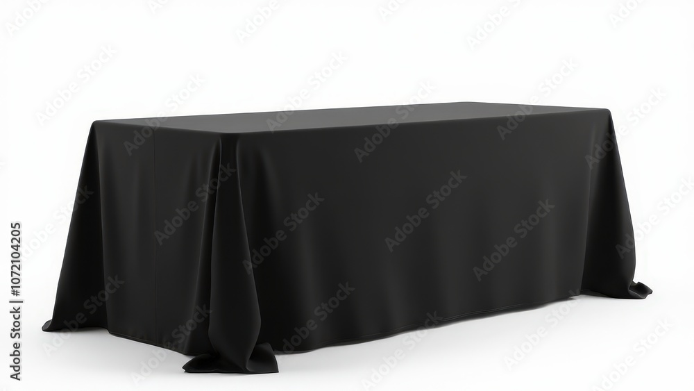 A beautifully detailed mockup displaying a black cloth tablecloth, perfect for formal occasions or promotional setups. A beautifully detailed mockup displaying a black cloth tablecloth, perfect for formal occasions or promotional setups.