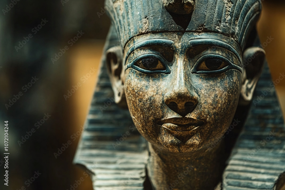 ancient egyptian statue in the dark room of the museum ancient egyptian statue in the dark room of the museum