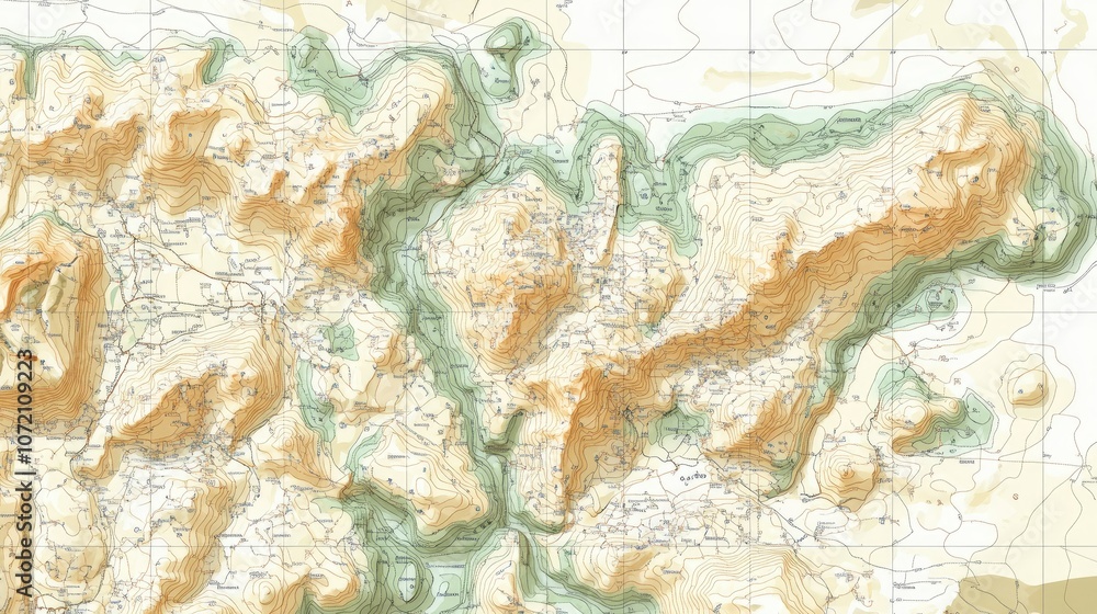 Fototapeta premium Topographic Map with Geographic Features and Contours