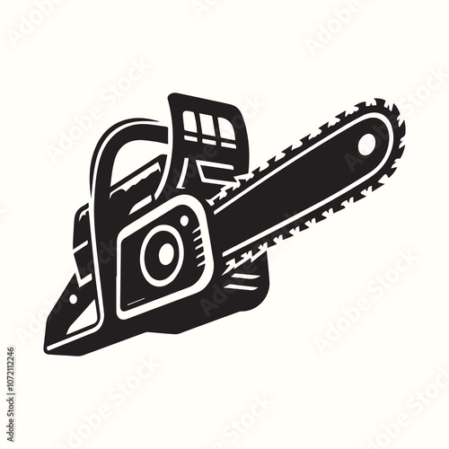 Chainsaw vector, Chainsaw silhouette vector icon black and white