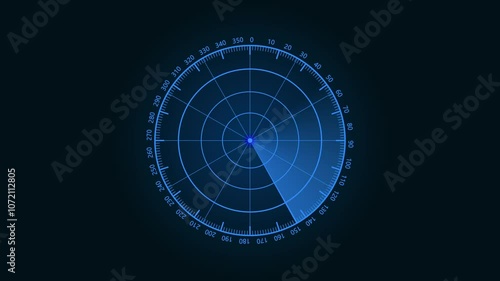abstract blue radar animation with gradient background. glowing radar screen concept.