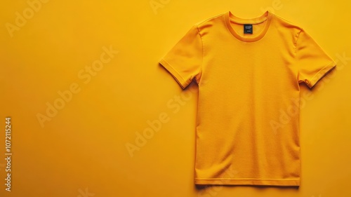 Vibrant yellow T-shirt on matching background
