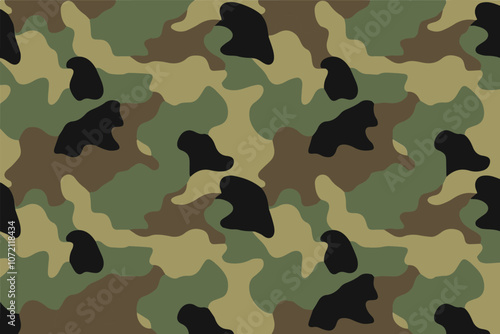 Camouflage seamless army vector illustration, trendy style camo, repeat print. vector illustration. Khaki texture, military army green hunting campaign 