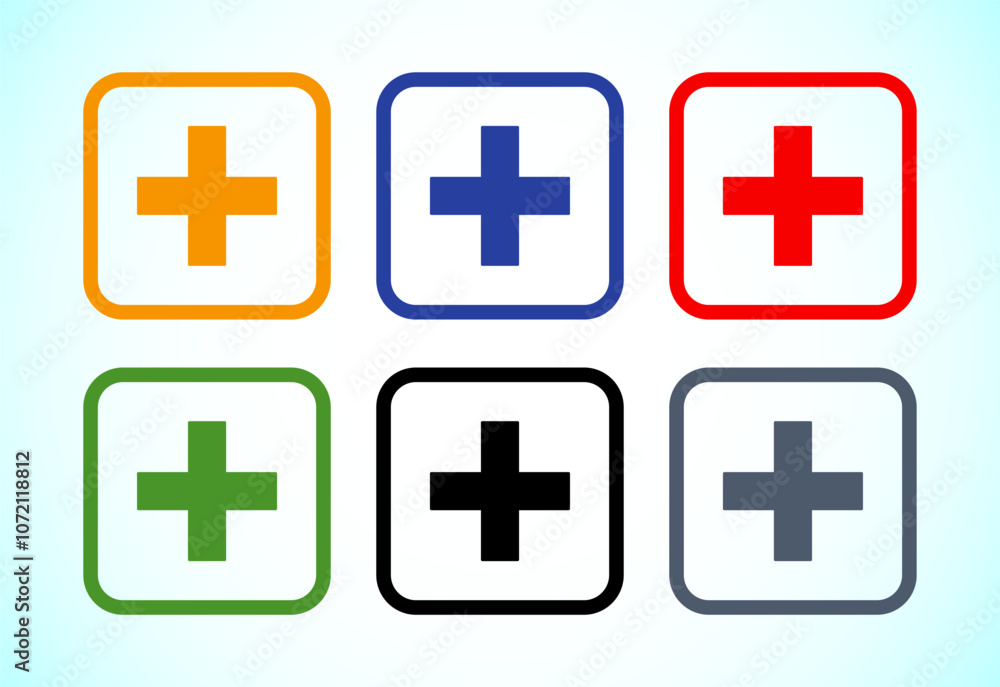 Fototapeta premium Plus icon design, Add icon set colorful design