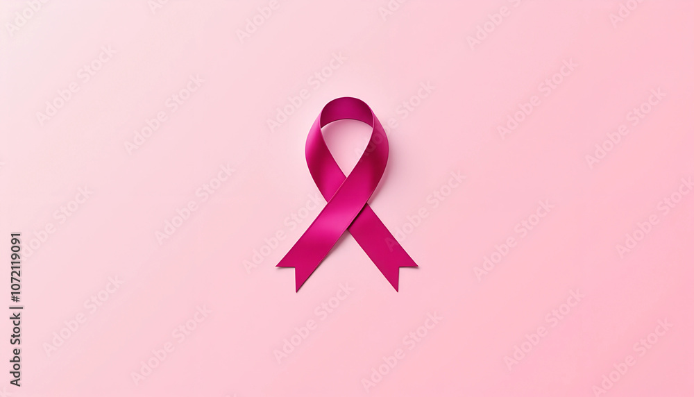 A symbolic pink ribbon representing awareness and hope for breast cancer, surrounded by a soft, pastel background A symbolic pink ribbon representing awareness and hope for breast cancer, surrounded by a soft, pastel background