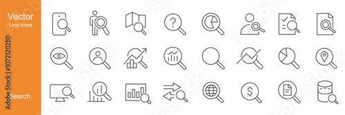 Search Icons - Vector Line. Editable Stroke.