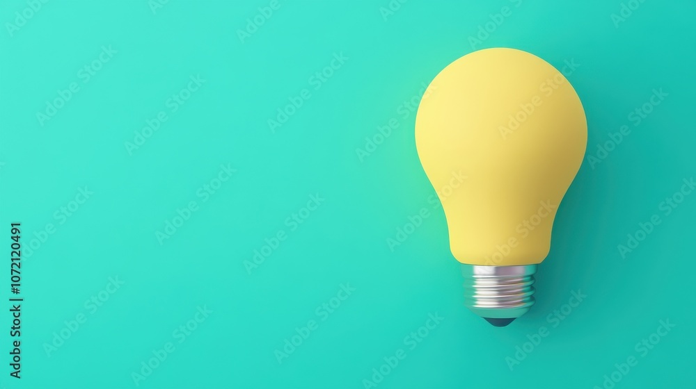 A vibrant yellow lightbulb on a calming turquoise background symbolizes ideas and innovation. Its modern design suits marketing, blogs, and presentations in creative fields. A vibrant yellow lightbulb on a calming turquoise background symbolizes ideas and innovation. Its modern design suits marketing, blogs, and presentations in creative fields.