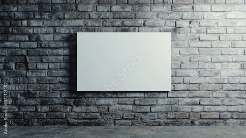 Wallpaper Mural A blank canvas hangs against a textured brick wall, creating a minimalist aesthetic ideal for artistic expression or interior design. Torontodigital.ca