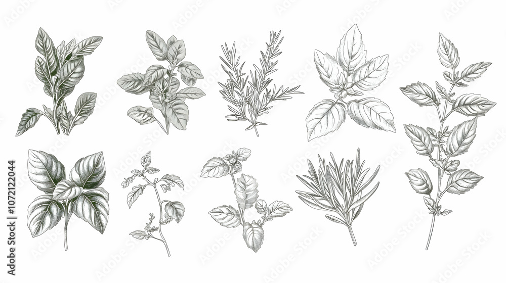 Fototapeta premium Hand-drawn illustration of herbs.
