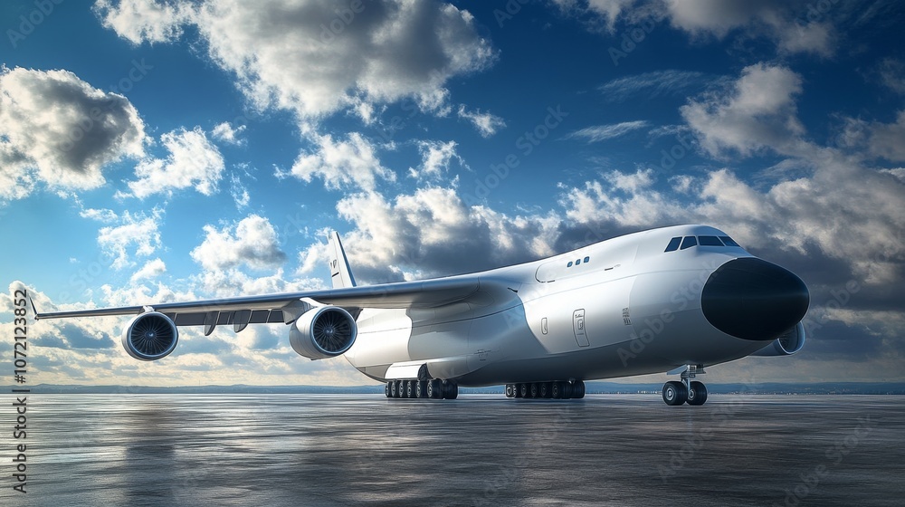 Realistic cargo airplane 3D rendering, showcasing the aircraft's sleek design and strength. Realistic cargo airplane 3D rendering, showcasing the aircraft's sleek design and strength.
