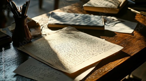 pile of old handwritten letters scattered on the table